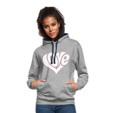 Love heart - Frauen Kontrast-Hoodie - Grau meliert/Navy