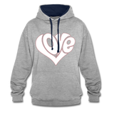 Love heart - Frauen Kontrast-Hoodie - Grau meliert/Navy