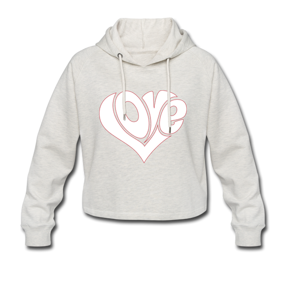 Love heart - Frauen Cropped Hoodie - Beige meliert