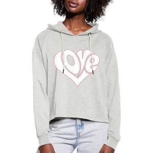 Love heart - Frauen Cropped Hoodie - Beige meliert