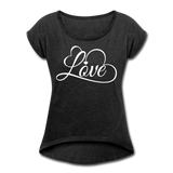 Love Fonts - Frauen T-Shirt mit gerollten Ärmeln - Schwarz meliert