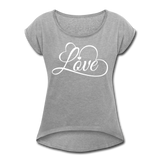 Love Fonts - Frauen T-Shirt mit gerollten Ärmeln - Grau meliert