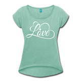 Love Fonts - Frauen T-Shirt mit gerollten Ärmeln - Minze meliert