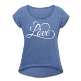 Love Fonts - Frauen T-Shirt mit gerollten Ärmeln - Denim meliert