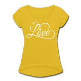 Love Fonts - Frauen T-Shirt mit gerollten Ärmeln - Senfgelb