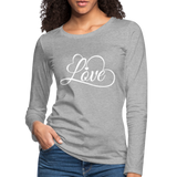 Love Fonts - Frauen Premium Langarmshirt - Grau meliert