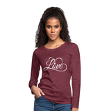 Love Fonts - Frauen Premium Langarmshirt - Bordeauxrot meliert