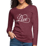 Love Fonts - Frauen Premium Langarmshirt - Bordeauxrot meliert