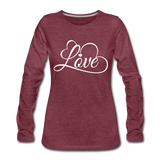 Love Fonts - Frauen Premium Langarmshirt - Bordeauxrot meliert