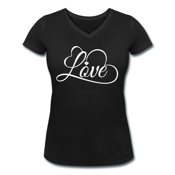 Love Fonts - Frauen Bio-T-Shirt mit V-Ausschnitt von Stanley & Stella - Schwarz