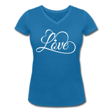 Love Fonts - Frauen Bio-T-Shirt mit V-Ausschnitt von Stanley & Stella - Pfauenblau