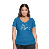 Love Fonts - Frauen Bio-T-Shirt mit V-Ausschnitt von Stanley & Stella - Pfauenblau