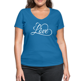 Love Fonts - Frauen Bio-T-Shirt mit V-Ausschnitt von Stanley & Stella - Pfauenblau