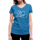 Love Fonts - Frauen Bio-T-Shirt mit V-Ausschnitt von Stanley & Stella - Pfauenblau