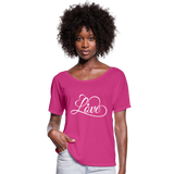 Love Fonts - Frauen T-Shirt mit Fledermausärmeln von Bella + Canvas - Fuchsiarot