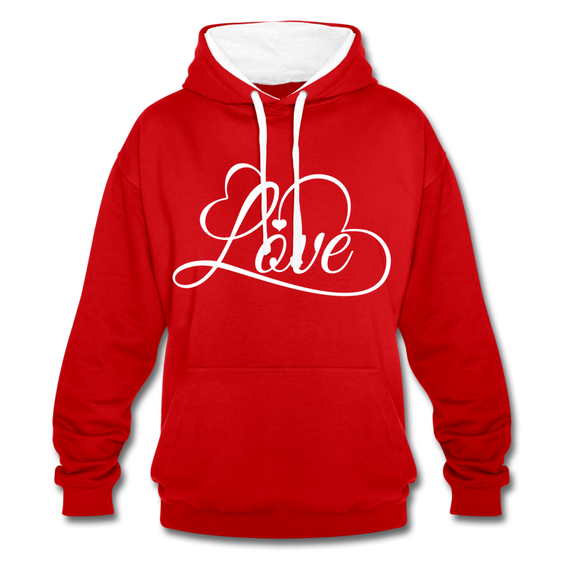 Love Fonts - Frauen Kontrast-Hoodie - Rot/Weiß