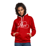 Love Fonts - Frauen Kontrast-Hoodie - Rot/Weiß