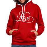 Love Fonts - Frauen Kontrast-Hoodie - Rot/Weiß