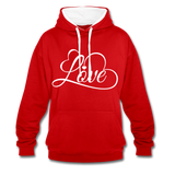 Love Fonts - Frauen Kontrast-Hoodie - Rot/Weiß