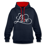 Love Fonts - Frauen Kontrast-Hoodie - Navy/Rot