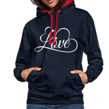 Love Fonts - Frauen Kontrast-Hoodie - Navy/Rot