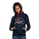 Love Fonts - Frauen Kontrast-Hoodie - Navy/Rot