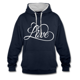 Love Fonts - Frauen Kontrast-Hoodie - Navy/Grau meliert