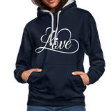 Love Fonts - Frauen Kontrast-Hoodie - Navy/Grau meliert