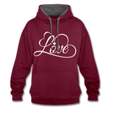 Love Fonts - Frauen Kontrast-Hoodie - Weinrot/Anthrazit