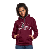 Love Fonts - Frauen Kontrast-Hoodie - Weinrot/Anthrazit