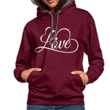 Love Fonts - Frauen Kontrast-Hoodie - Weinrot/Anthrazit