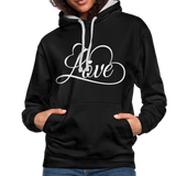 Love Fonts - Frauen Kontrast-Hoodie - Schwarz/Grau meliert