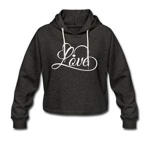 Love Fonts - Frauen Cropped Hoodie - Beige meliert