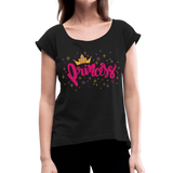 Princess - Frauen T-Shirt mit gerollten Ärmeln - Schwarz