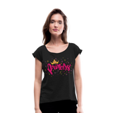 Princess - Frauen T-Shirt mit gerollten Ärmeln - Schwarz