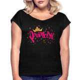 Princess - Frauen T-Shirt mit gerollten Ärmeln - Schwarz