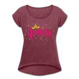 Princess - Frauen T-Shirt mit gerollten Ärmeln - Bordeauxrot meliert