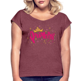 Princess - Frauen T-Shirt mit gerollten Ärmeln - Bordeauxrot meliert