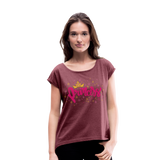 Princess - Frauen T-Shirt mit gerollten Ärmeln - Bordeauxrot meliert