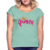 Princess - Frauen T-Shirt mit gerollten Ärmeln - Minze meliert