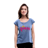 Princess - Frauen T-Shirt mit gerollten Ärmeln - Denim meliert