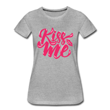 Kiss me fonts - Frauen Premium T-Shirt - Grau meliert