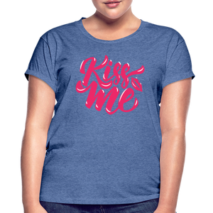 Kiss me fonts - Frauen Oversize T-Shirt - Denim meliert