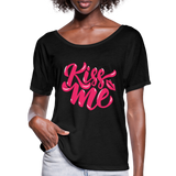 Kiss me fonts - Frauen T-Shirt mit Fledermausärmeln von Bella + Canvas - Schwarz