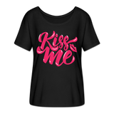 Kiss me fonts - Frauen T-Shirt mit Fledermausärmeln von Bella + Canvas - Schwarz