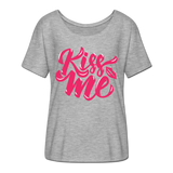 Kiss me fonts - Frauen T-Shirt mit Fledermausärmeln von Bella + Canvas - Grau meliert