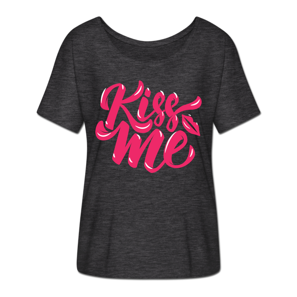 Kiss me fonts - Frauen T-Shirt mit Fledermausärmeln von Bella + Canvas - Anthrazit