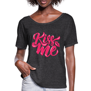 Kiss me fonts - Frauen T-Shirt mit Fledermausärmeln von Bella + Canvas - Anthrazit