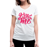 Kiss me font - Frauen Bio-T-Shirt mit V-Ausschnitt von Stanley & Stella - Weiß