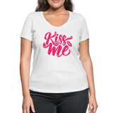 Kiss me font - Frauen Bio-T-Shirt mit V-Ausschnitt von Stanley & Stella - Weiß